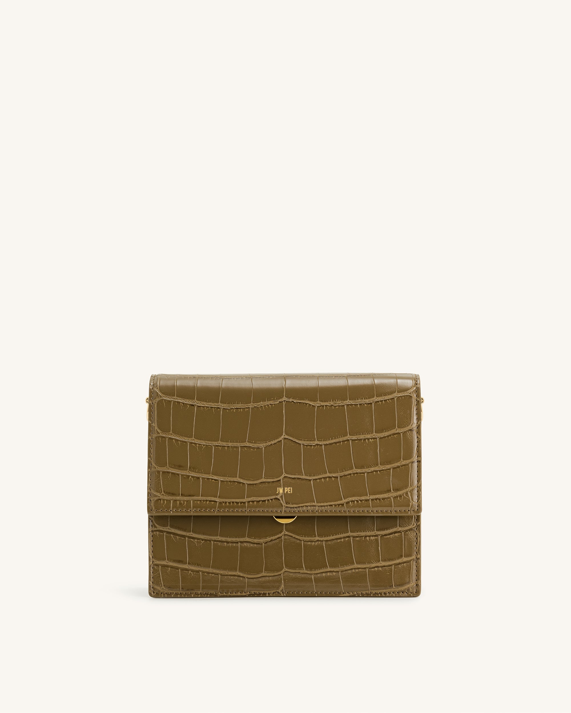 Mini Flap Crossbody - Dark Olive Croc - Image 3