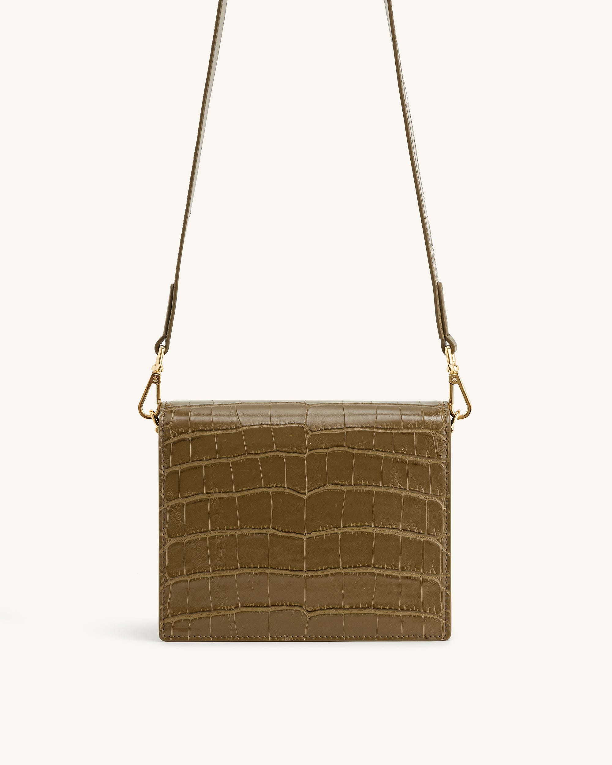 Mini Flap Crossbody - Dark Olive Croc - Image 4