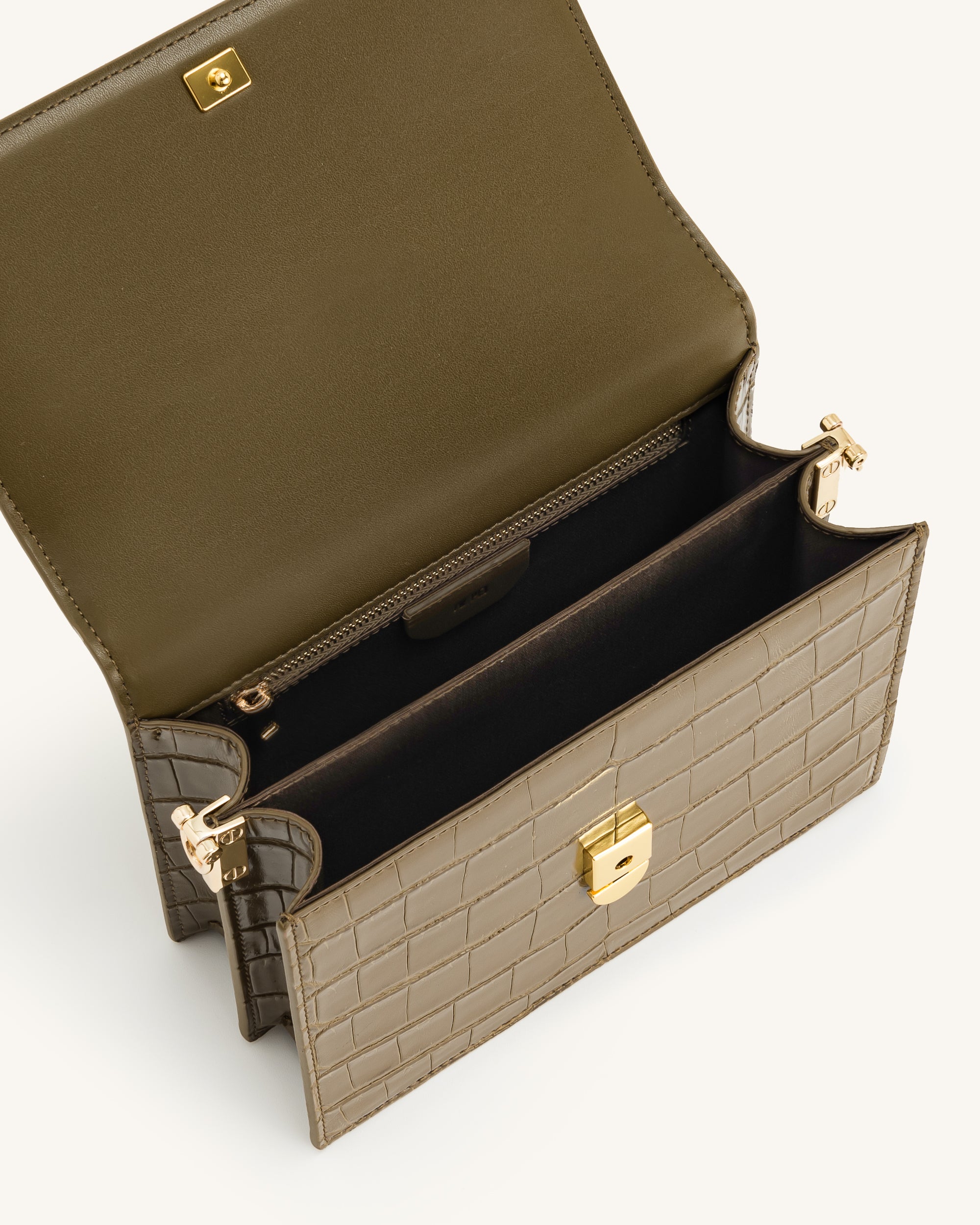 Mini Flap Crossbody - Dark Olive Croc - Image 5