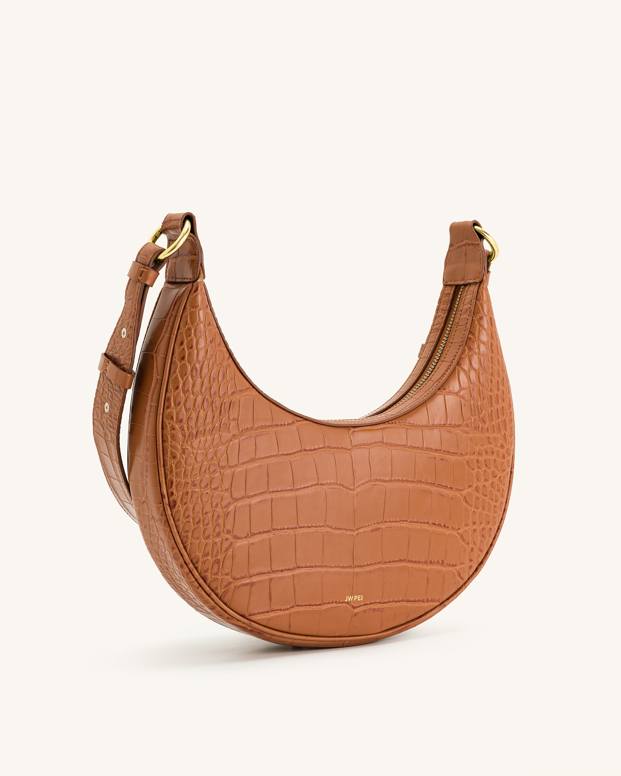 Carly Saddle Bag - Acorn Brown Croc - Image 2