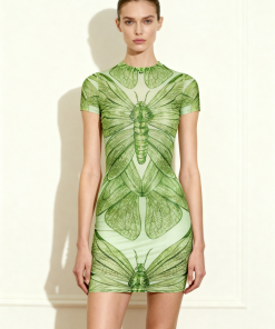 Dragonfly Shell Mini Dress - Green