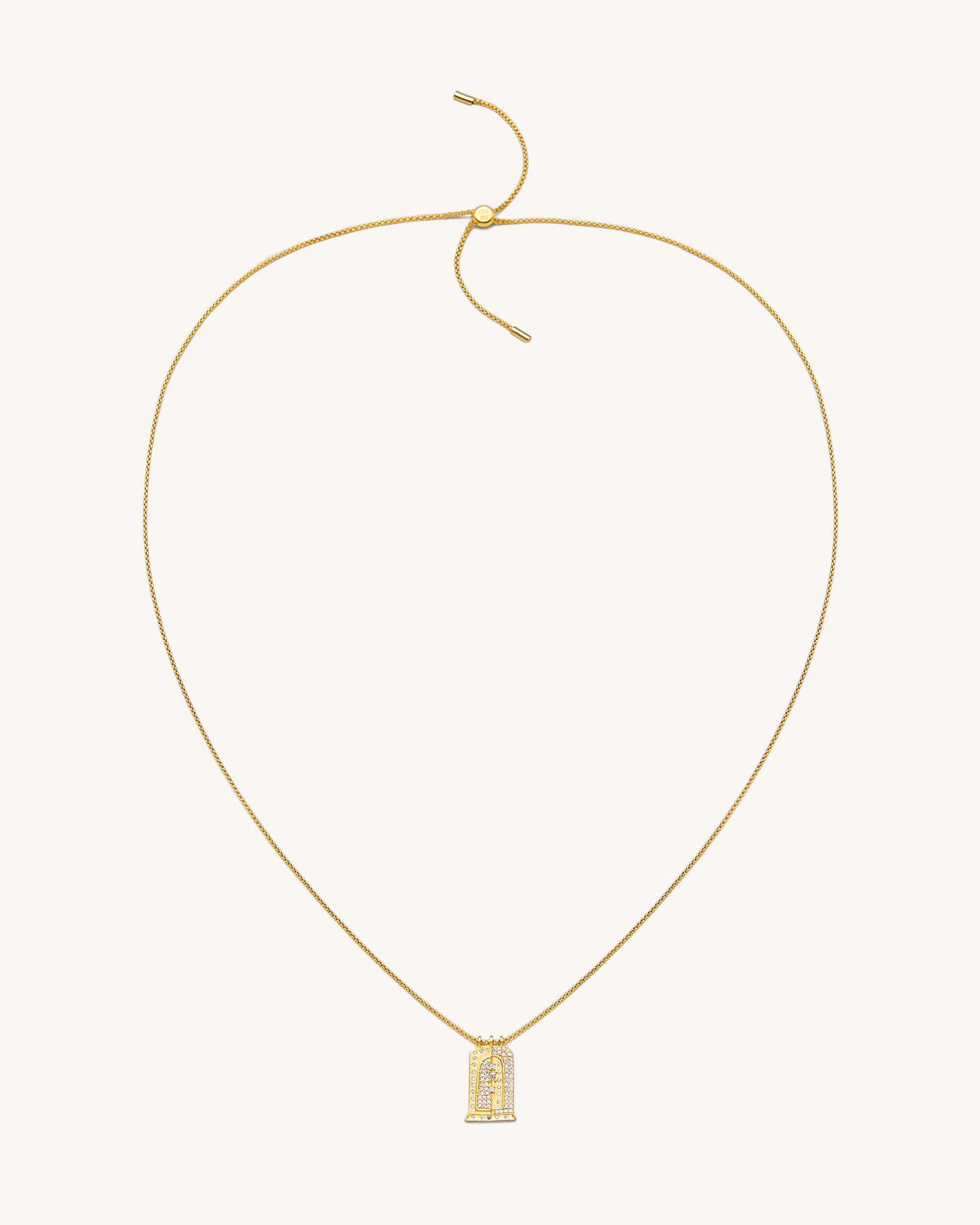 Roman Small Arch Pendant Necklace - 18ct Gold Plated & White Zircon - Image 2