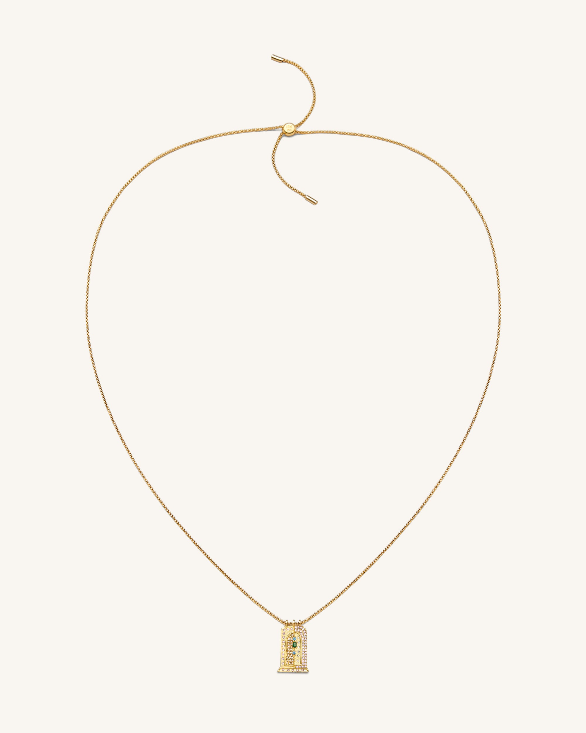 Roman Small Arch Pendant Necklace - 18ct Gold Plated & Multicolor Zircon - Image 2