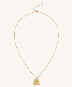 Plantain Fan Pendant Necklace - 18ct Gold Plated & White Zircon