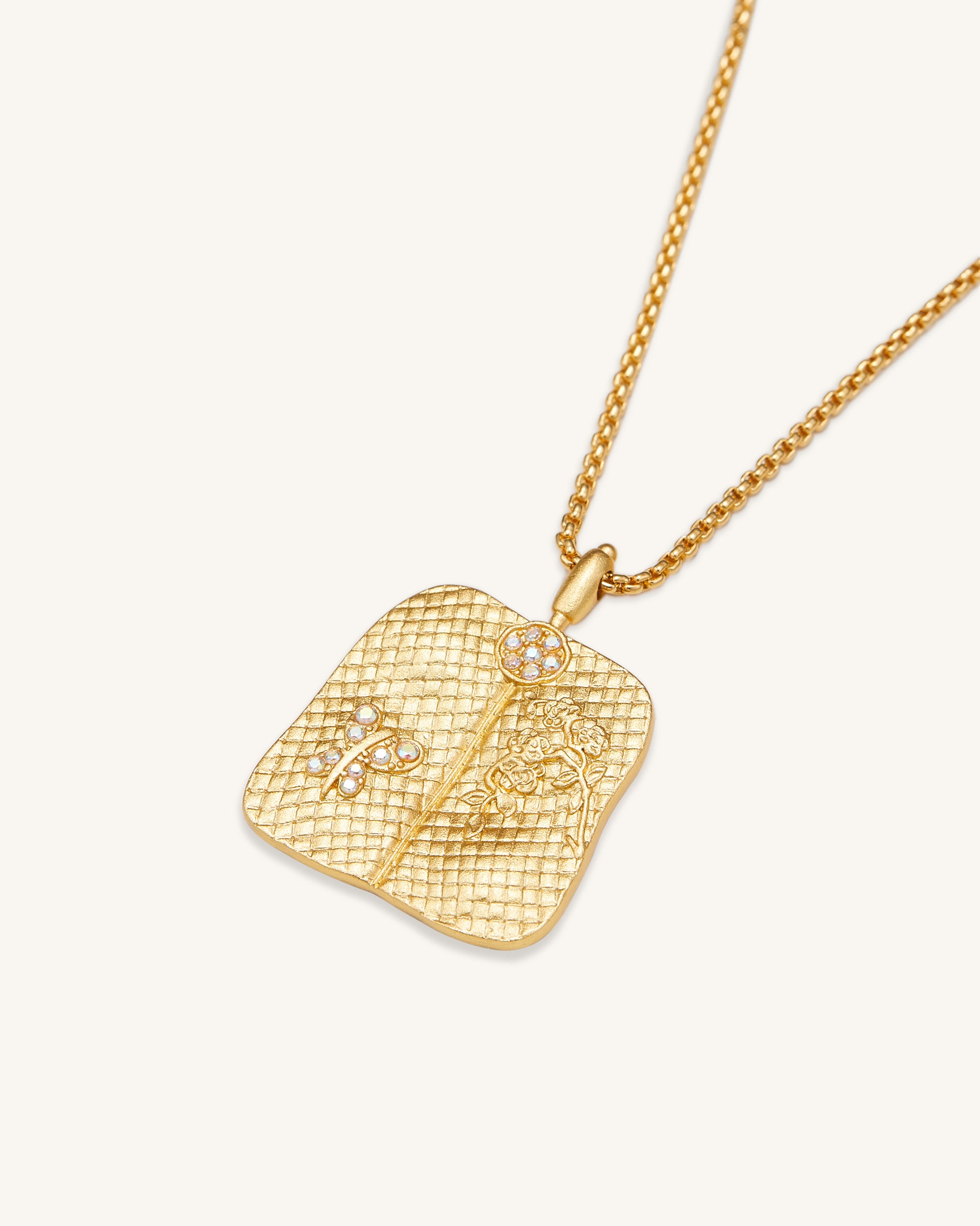 Plantain Fan Pendant Necklace - 18ct Gold Plated & White Zircon - Image 2