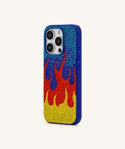 Alternative view of Flame Pattern iPhone Case - Multicolor Blue