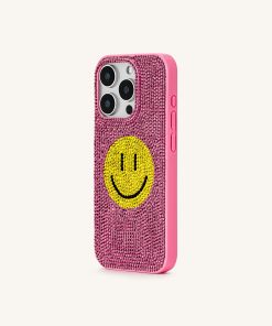 Alternative view of Smile Face Artificial Crystal Phone Case - Pink