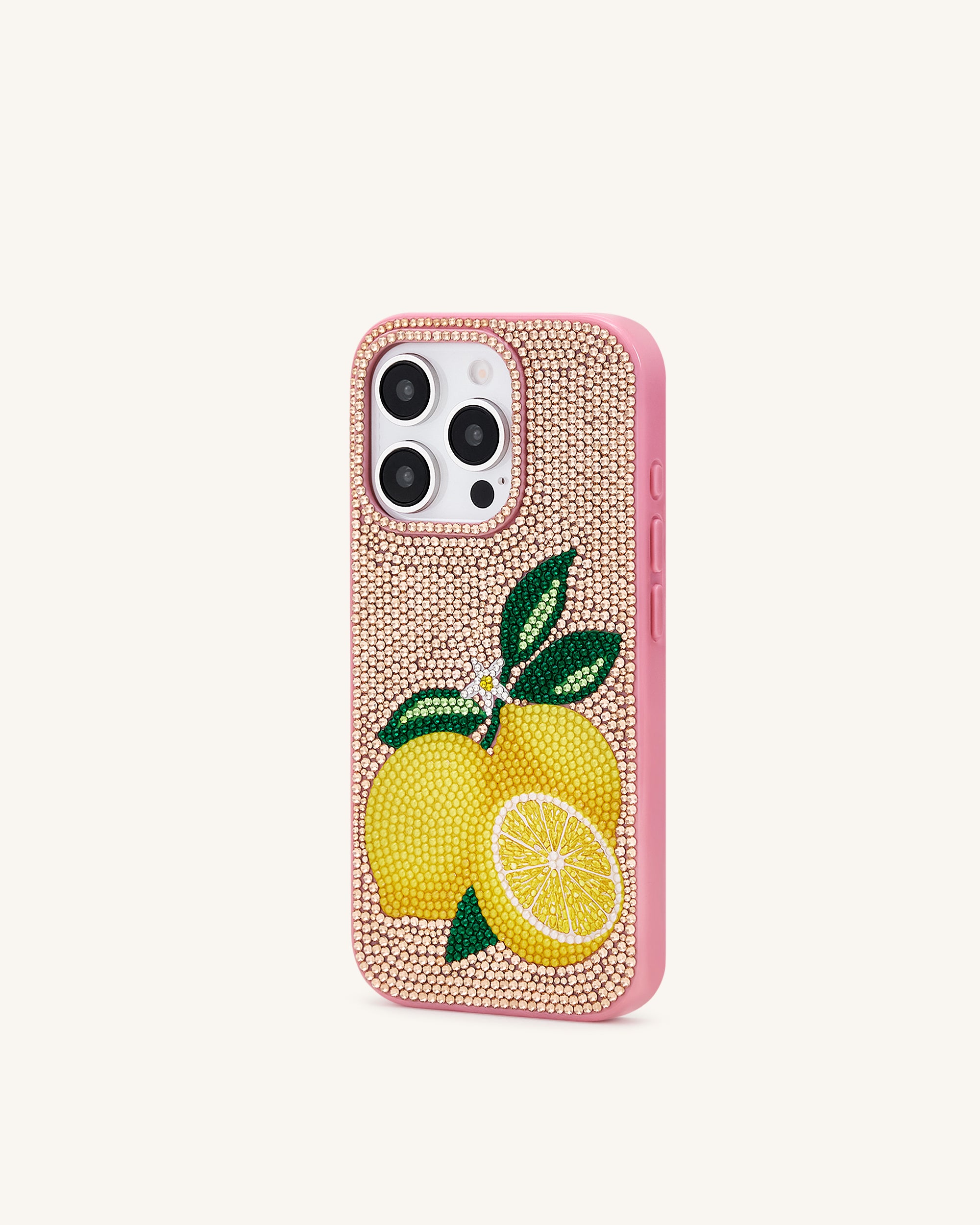 Lemon Artificial Crystal Phone Case - Pink - Image 2