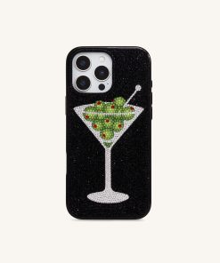 Alternative view of Olive Martini Artificial Crystal Phone Case - Black