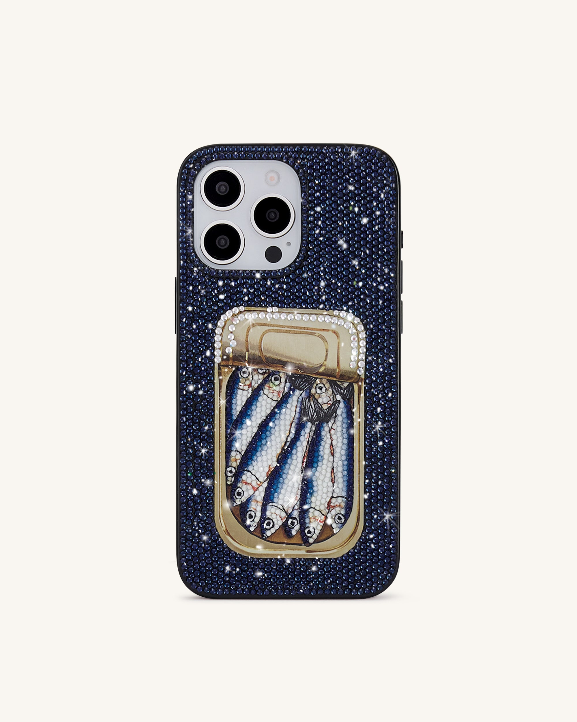 Sardine Tin Artificial Crystal Phone Case - Blue - Image 3