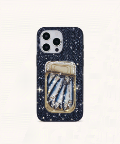 Alternative view of Sardine Tin Artificial Crystal Phone Case - Blue