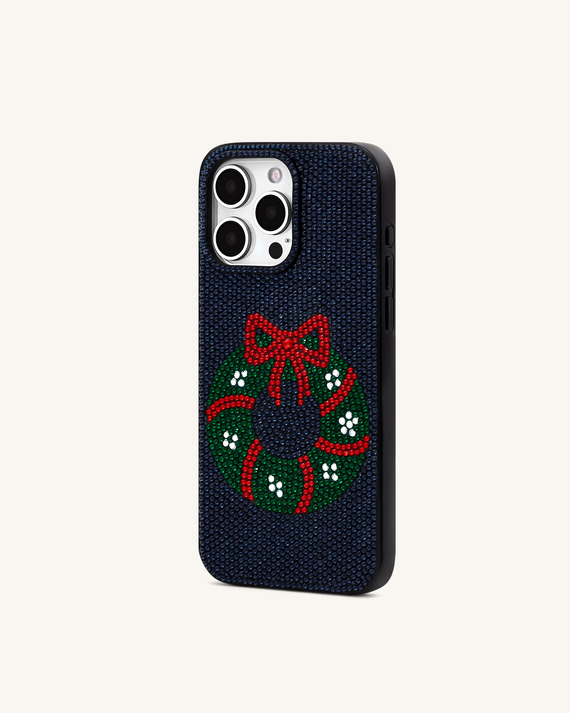 Holiday Wreath Bling Phone Case - Black - Image 2