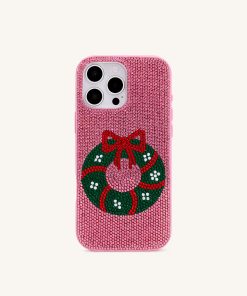 Alternative view of Holiday Wreath Bling Phone Case - Pink