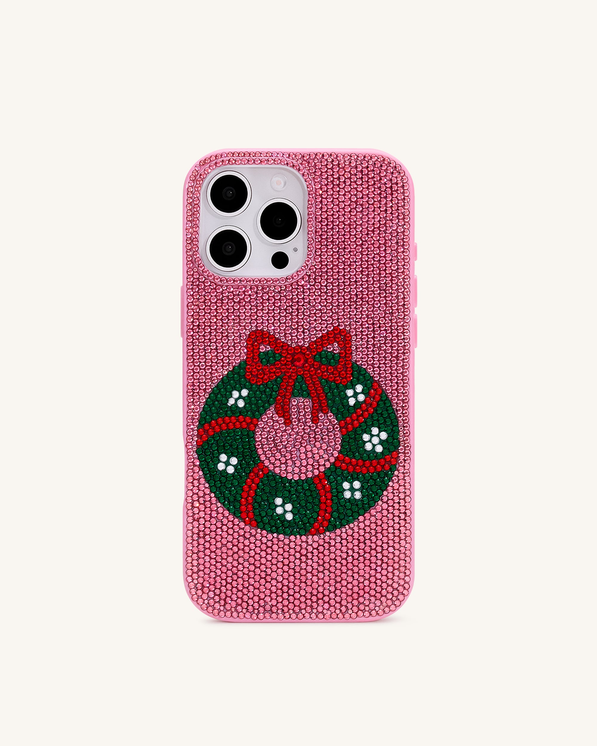 Holiday Wreath Bling Phone Case - Pink - Image 2