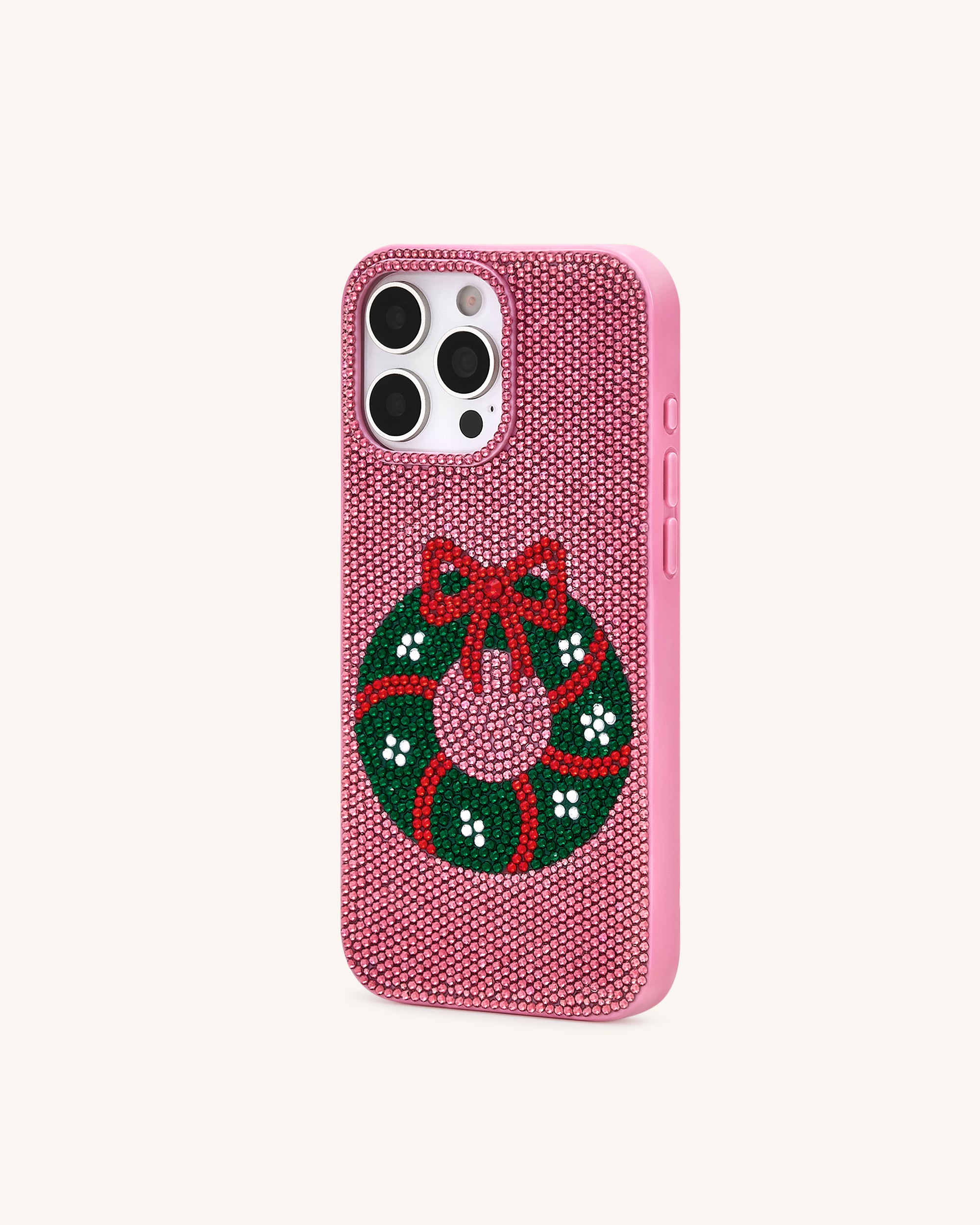Holiday Wreath Bling Phone Case - Pink - Image 3