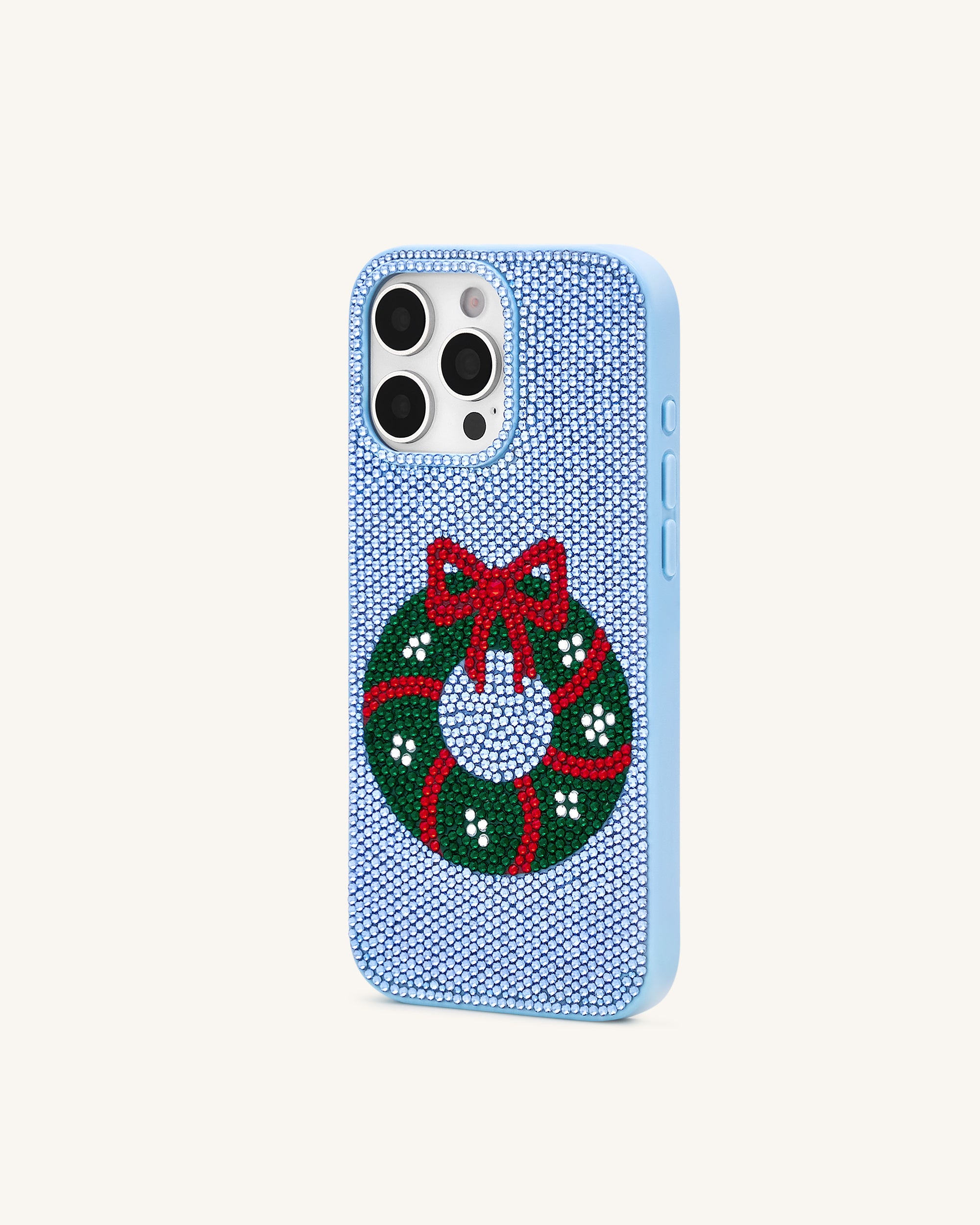 Holiday Wreath Bling Phone Case - Light Blue - Image 2