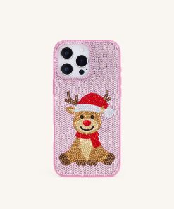 Reindeer Artificial Crystal Phone Case - Pink