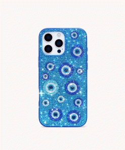 Evil Eye Artificial Crystal Embellished Phone Case - Blue