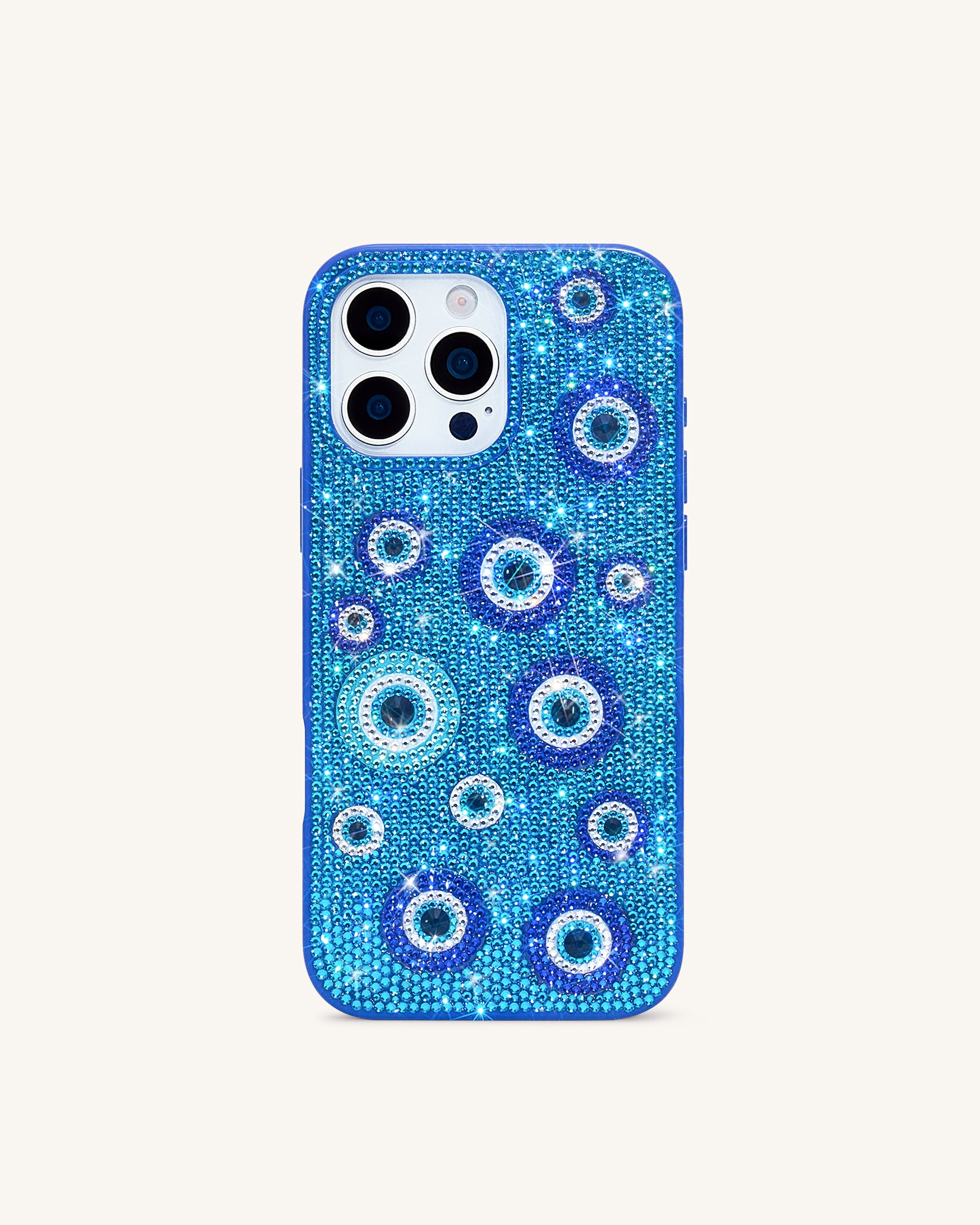 Evil Eye Artificial Crystal Embellished Phone Case - Blue - Image 2