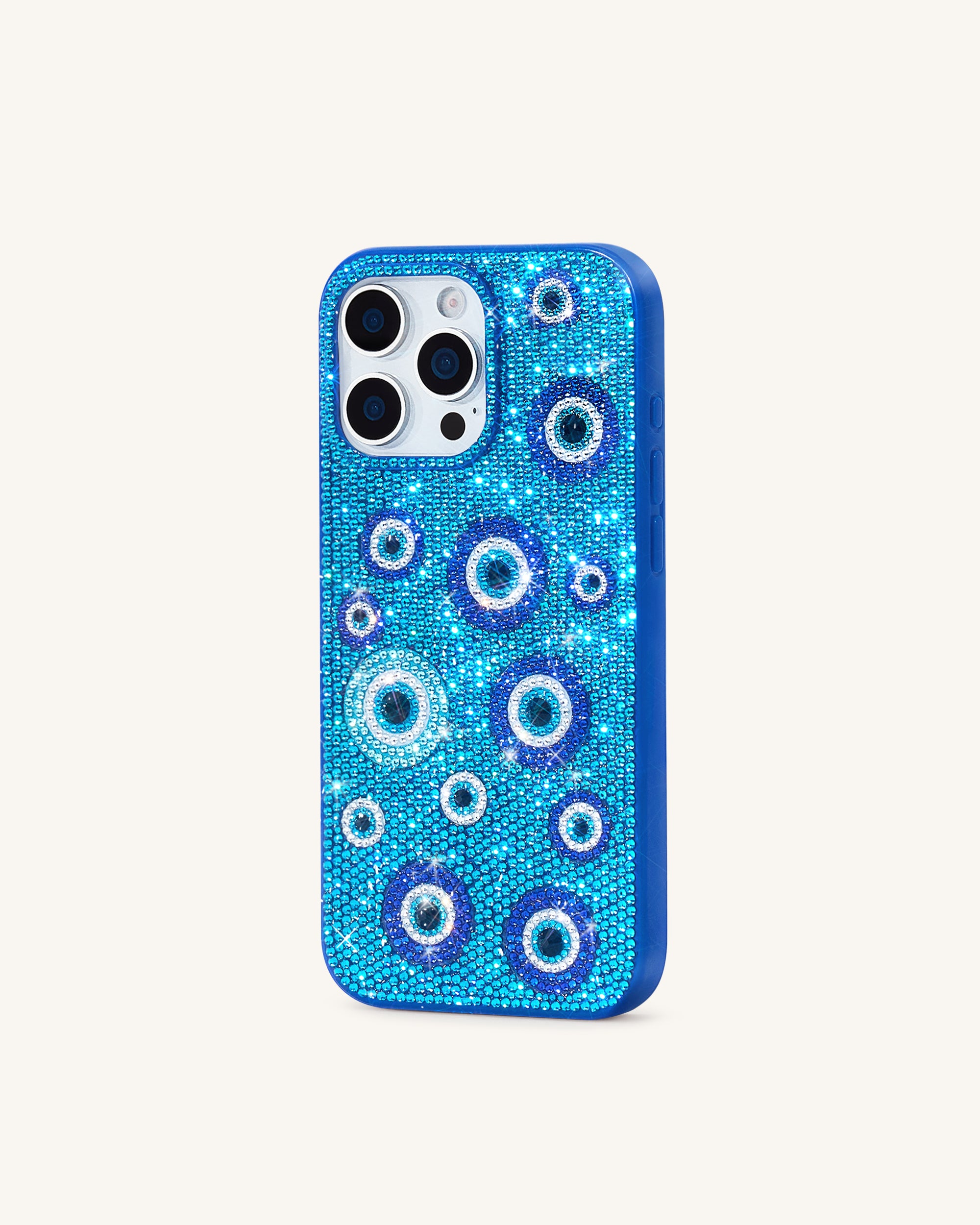 Evil Eye Artificial Crystal Embellished Phone Case - Blue - Image 3