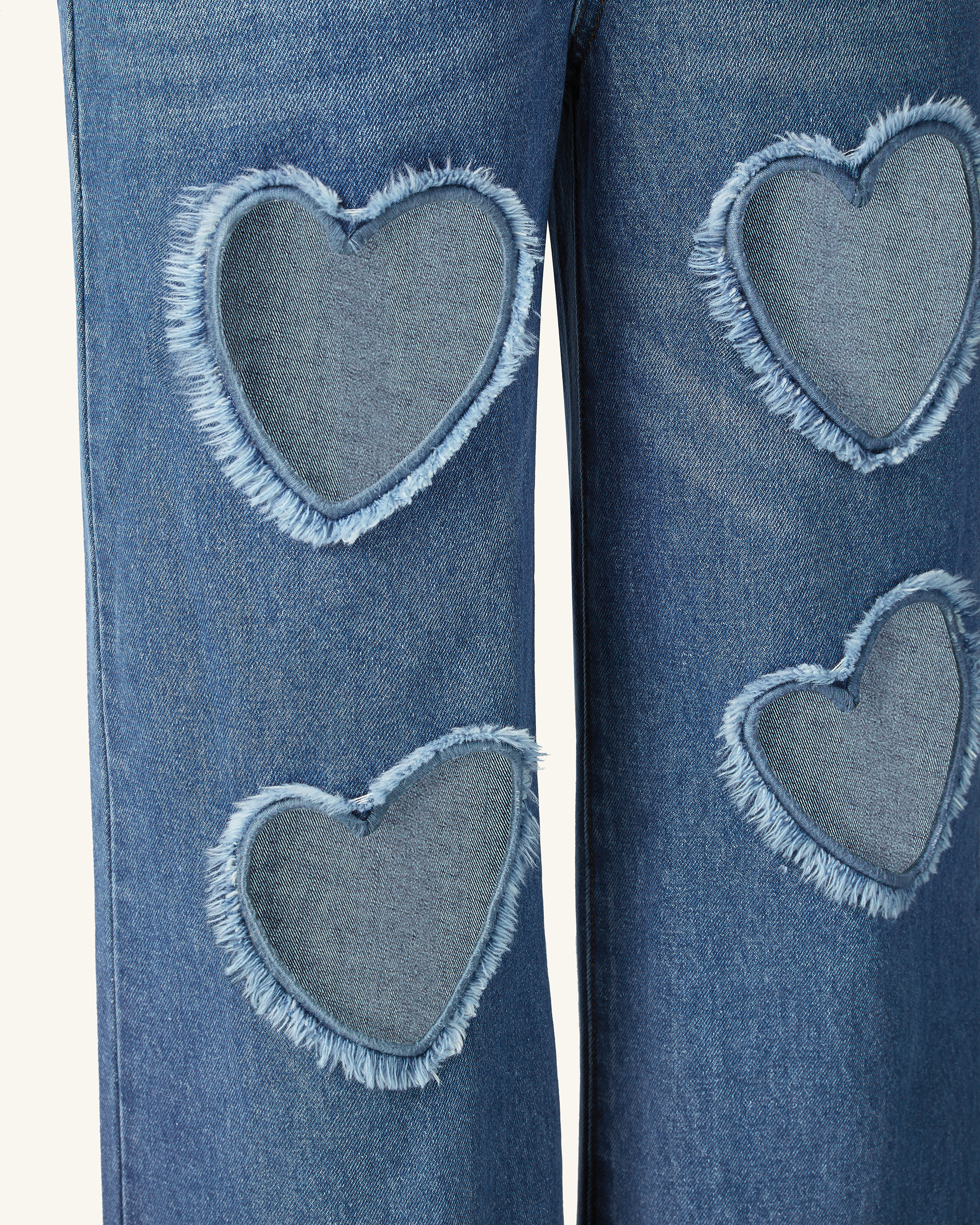 Sophia Embellished Heart Cut-Out Denim Jeans - Medium Blue - Image 5