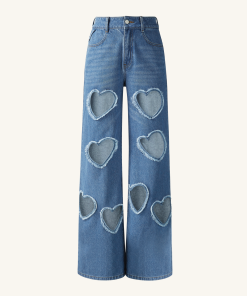Alternative view of Sophia Embellished Heart Cut-Out Denim Jeans - Medium Blue
