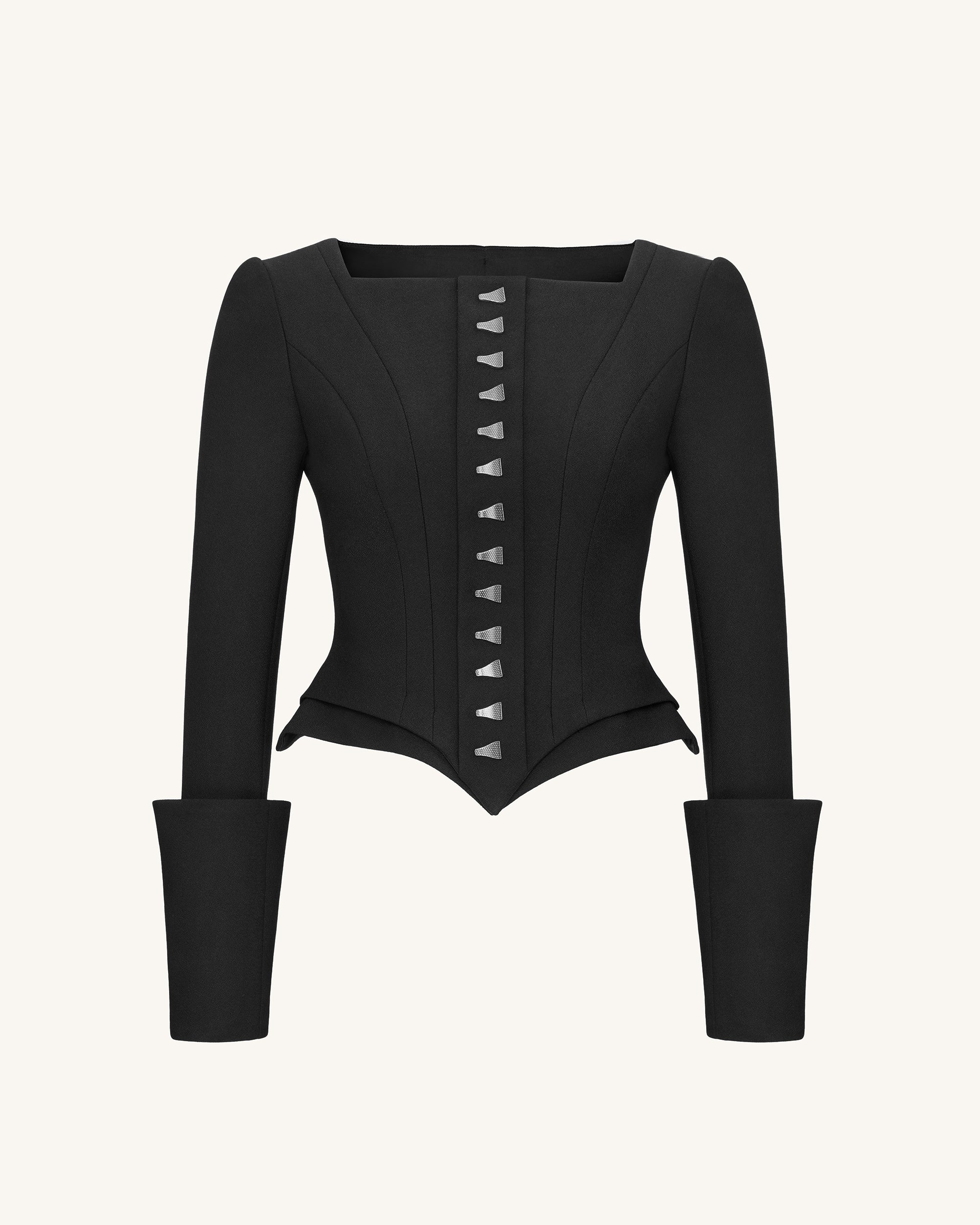 Lydia Corset-Inspired Blazer - Black - Image 3