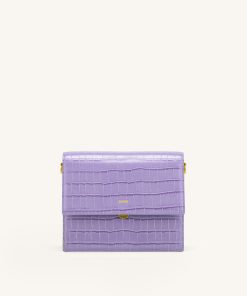 Alternative view of Mini Flap Crossbody - Purple Croc