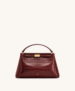 Carmen Top Handle Bag - Burgundy Croc