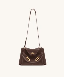 Alternative view of Rhea Pebbled Double Buckle Shoulder Bag - Dark Brown