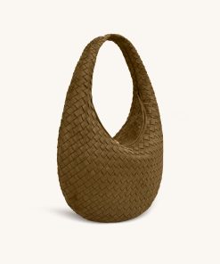Alternative view of Nola Faux Suede Woven Hobo Shoulder Bag - Olive Green