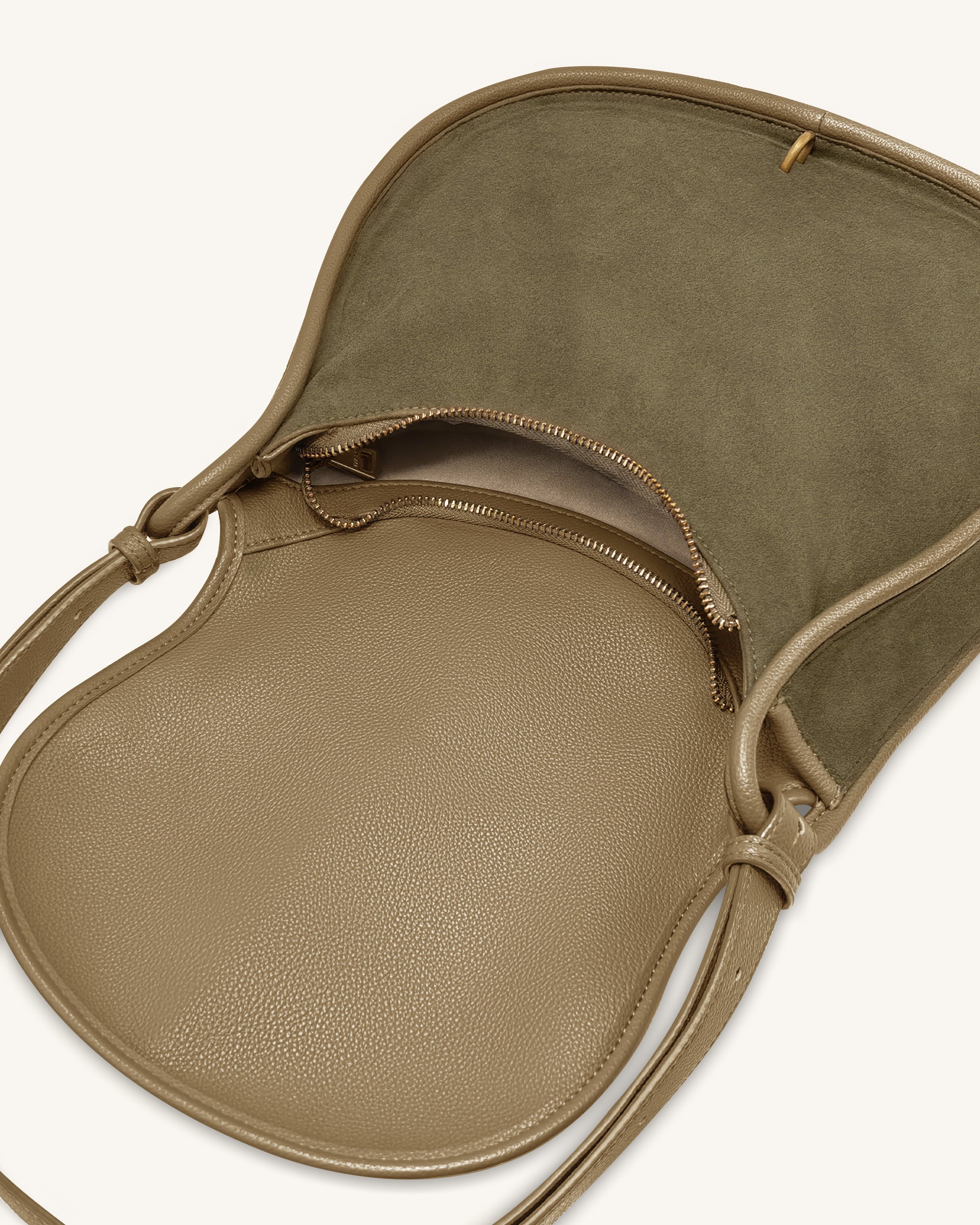 Arla Small Faux Suede Hobo Bag - Olive Green - Image 5