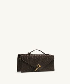 Alternative view of Celeste Woven Textured Envelope Top Handle Bag - Dark Brown