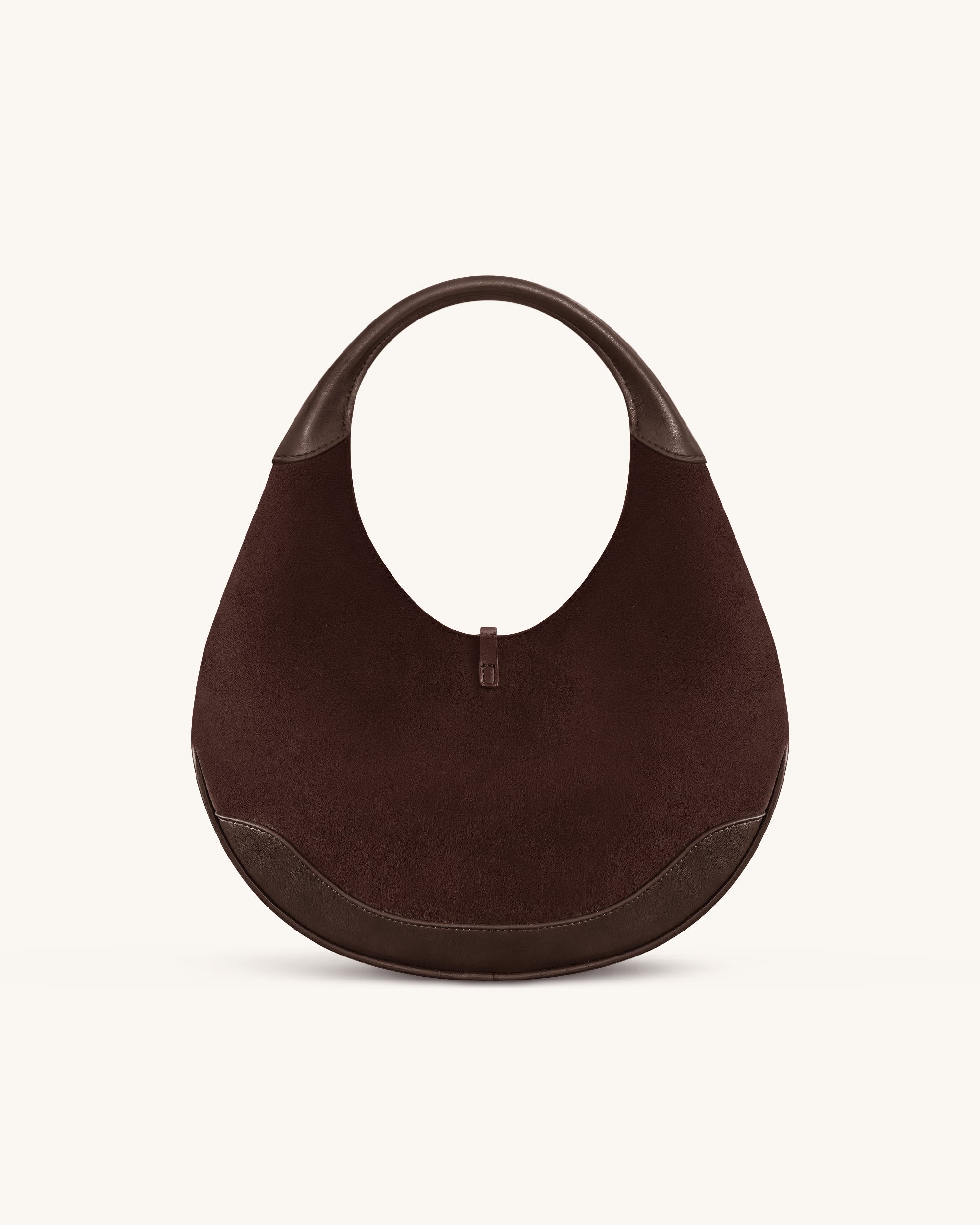 Colette Faux Suede Crescent Hobo Bag - Dark Brown - Image 3