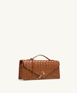 Alternative view of Celeste Woven Textured Envelope Top Handle Bag - Brown