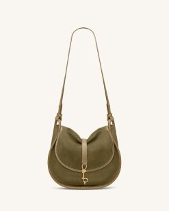 Alternative view of Arla Small Faux Suede Hobo Bag - Olive Green
