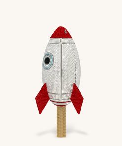 Alternative view of Rocket Shape Faux Crystal Clutch - Silver