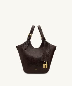 Ines Padlock Tote Bag - Dark Brown