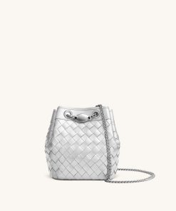 Yara Hand-Woven Bucket Bag - Silver