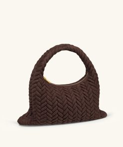 Alternative view of Cora Large Faux Suede Quilting Hobo Shoulder Bag - Dark Brown