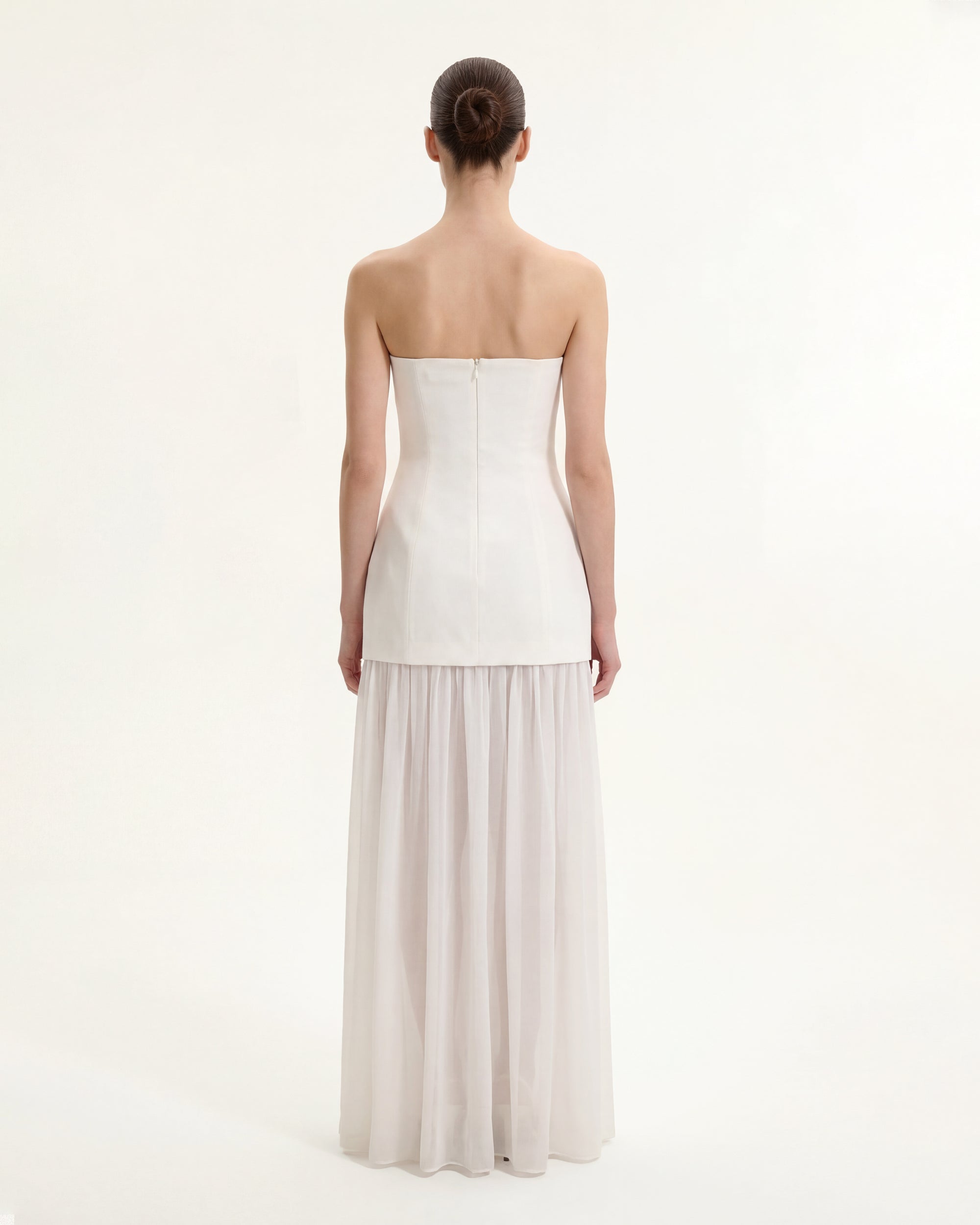 Floral Print Strapless Mixed Maxi Dress - Ivory - Image 2