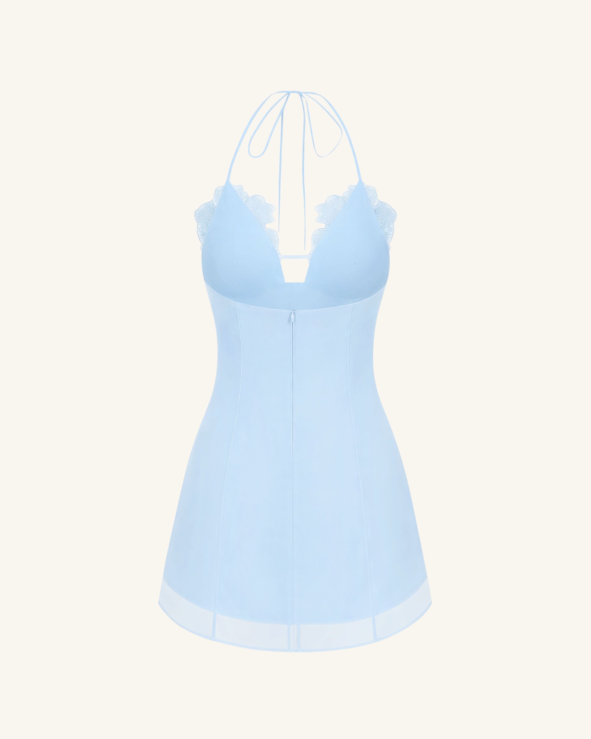 Flower Embroidered Mini Dress - Blue - Image 4