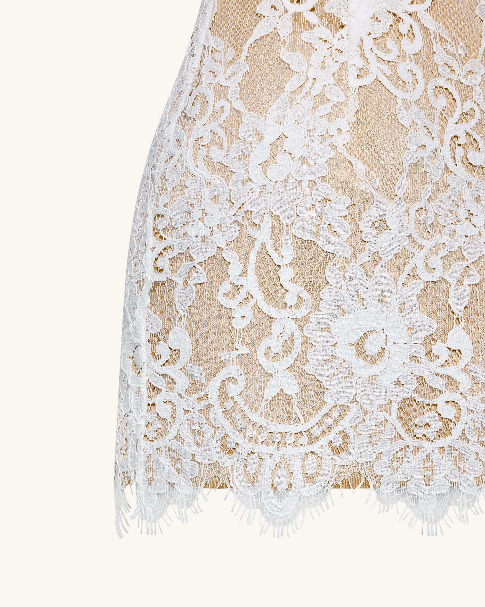 Eyelash Lace Bustier Bodycon Dress - White - Image 7