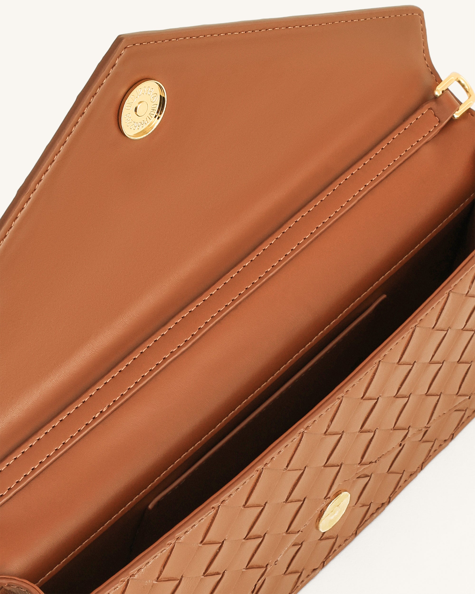Celeste Woven Textured Envelope Top Handle Bag - Brown - Image 4