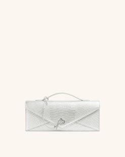 Celeste Envelope Top Handle Bag - Silver Lizard Texture
