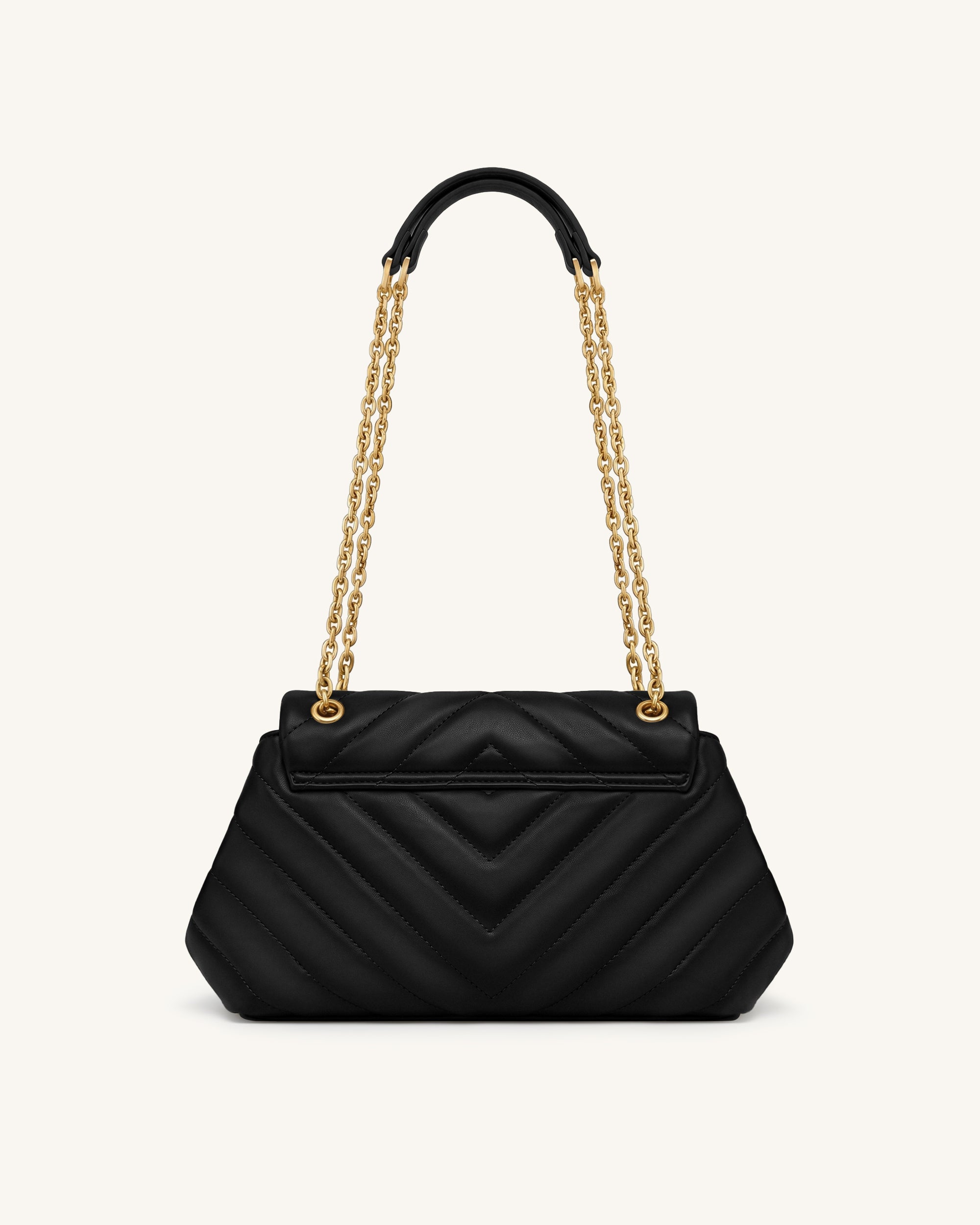 Valerie Quilted Chain Flap Shoulder Bag - Black - Image 3
