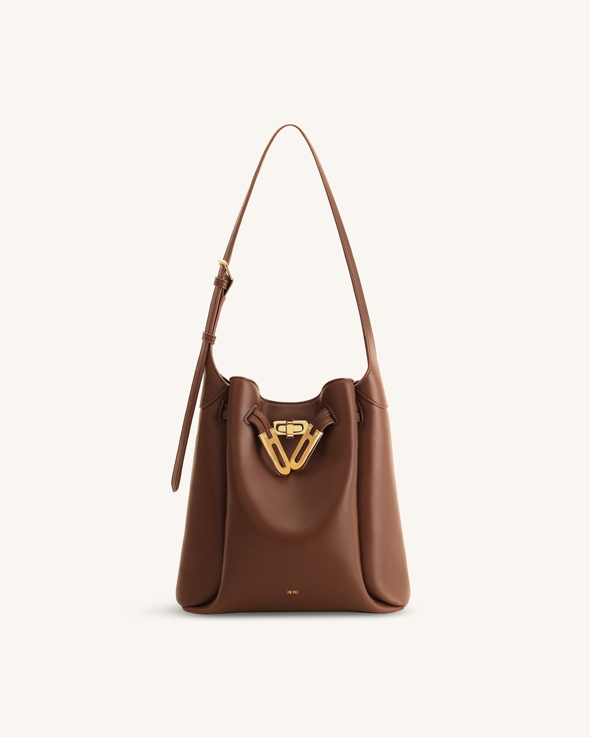 Charlene Double Buckle Hobo Bag - Brown