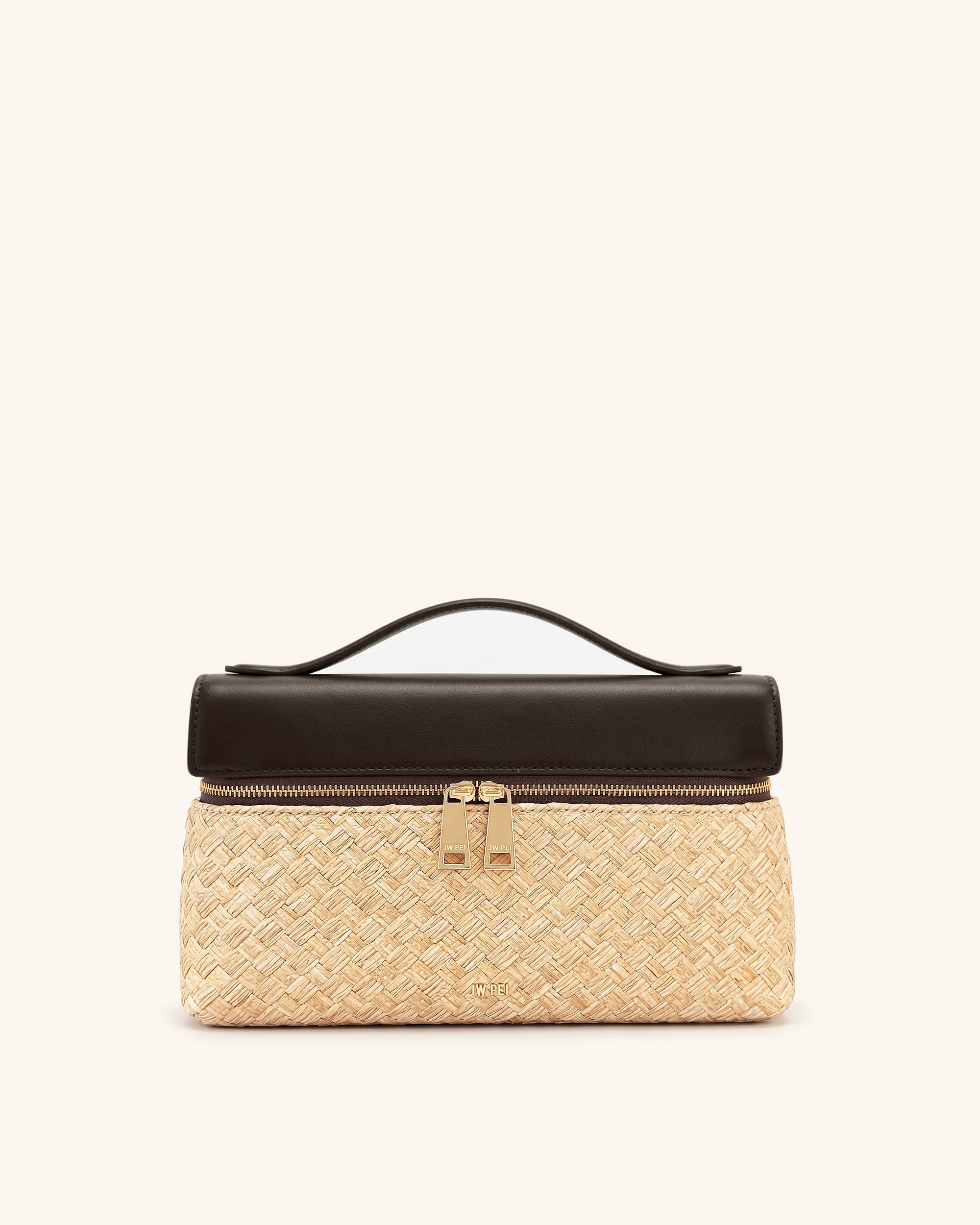 Thea Faux Straw Top Handle Bag - Brown