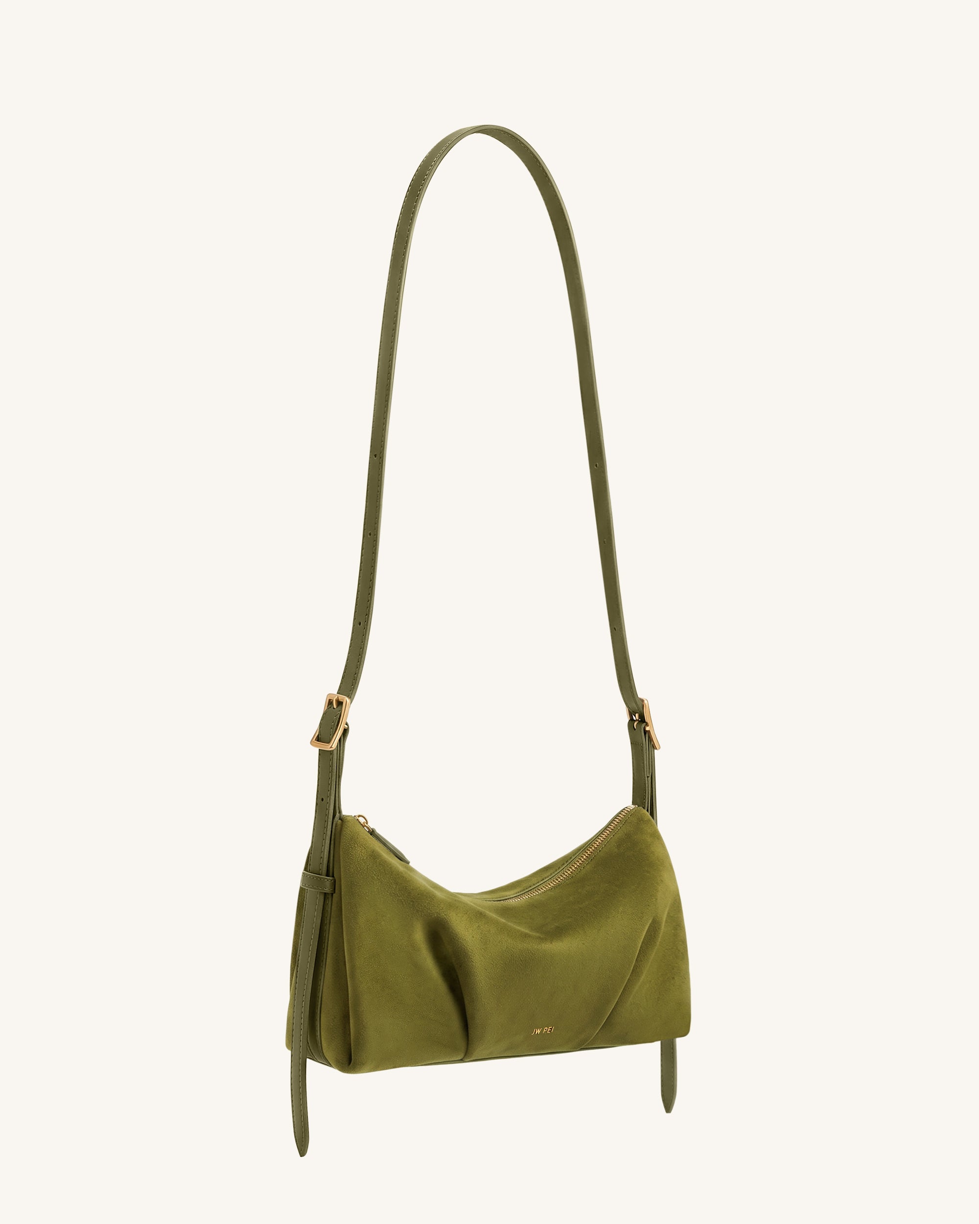 Loriette Faux Suede Crossbody Bag - Olive Green - Image 3