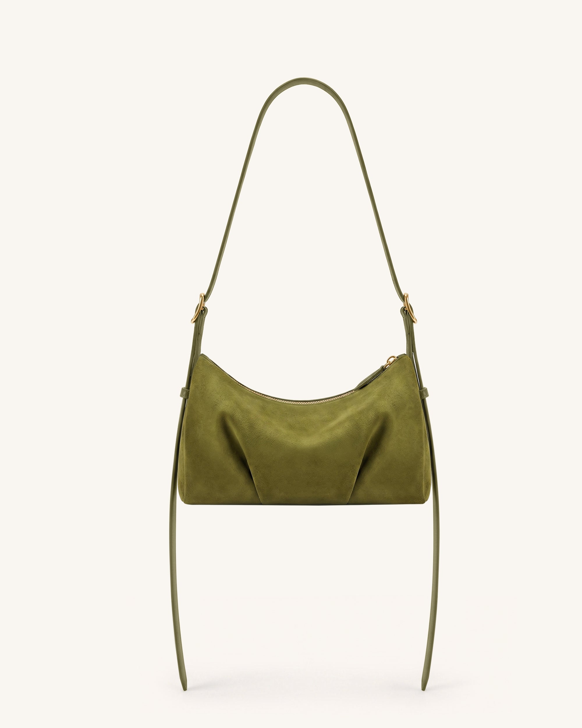 Loriette Faux Suede Crossbody Bag - Olive Green - Image 4